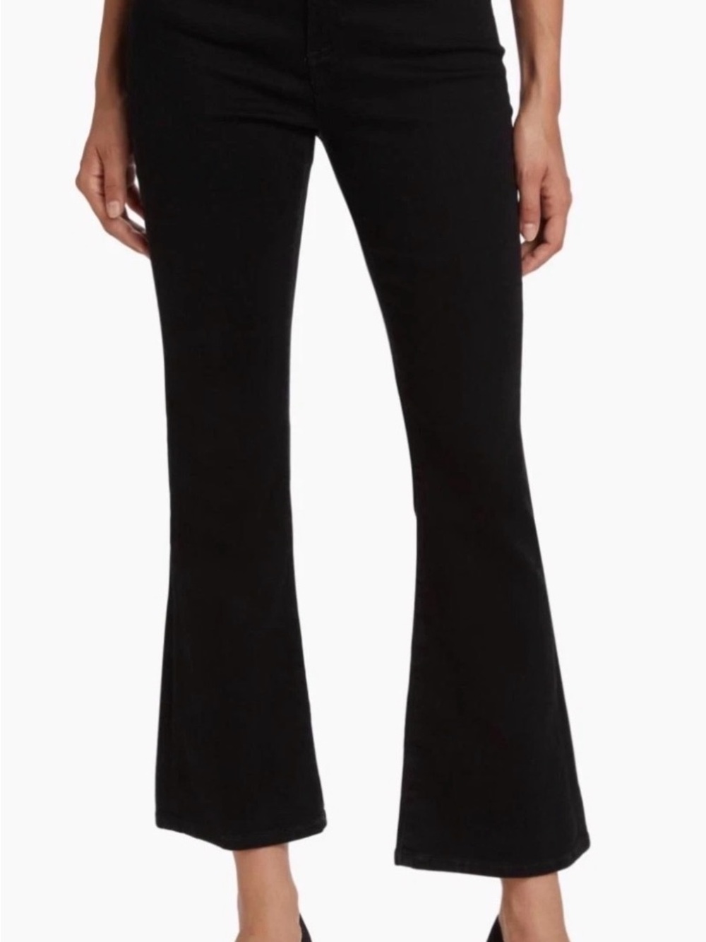 AG Farrah Mid-Rise Stretch Cropped Boot-Cut Jeans, Black, Size 31